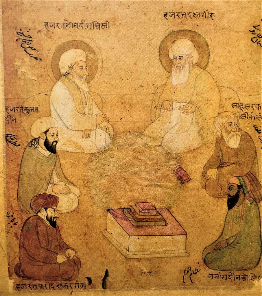 painting-showing-an-imaginary-meeting-of-sufi-saints-baba-farid-khawaja